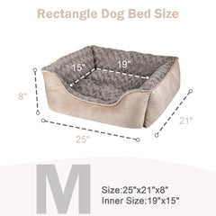 JOEJOY rectangle dog bed with soft faux fur cover for plush warmth.