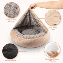 JOEJOY ultra-soft rose-fur dog bed for warm naps.