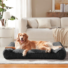 JOEJOY XL orthopedic bed with bolster side supports joints for large dogs.
