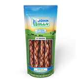 John Bully collagen for dogs braided 12-inch 6-pack, durable natural protein chew.