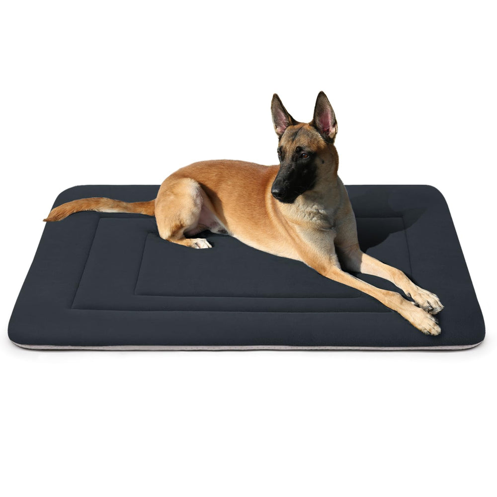 JoicyCo dog bed with soft plush surface in crate for cozy comfort