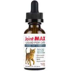 Joint Max Liquid for Cats bottle front showing premium joint support for aging pets