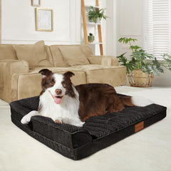Jolifield dog bed with L-shaped design for neck and head comfort