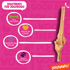 Jolly Barks Junior Bully Sticks with soft texture for gentle chewers.