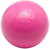 Jolly Pets Bounce-N-Play 8-inch pink ball, side view, durable for kicking and chasing.