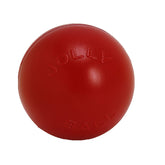 Jolly Pets Push-n-Play Ball Toy 14in red closeup, durable and safe for all breeds.