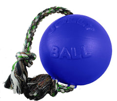 Jolly Pets Romp-n-Roll ball 6 inches blue for medium dogs, durable and bouncy