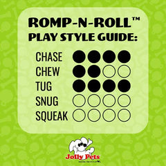 Jolly Pets Romp-n-Roll large blue ball image showing USA-made quality.