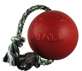 Jolly Pets Romp-n-Roll rope-ball toy 6in red ready for fetch and tug