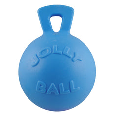 Jolly Pets Tug-N-Toss ball with handle, 10 inches, ideal for supervised fetch.