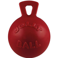 Jolly Pets Tug-n-Toss handle closeup showing durable construction and easy pickup.