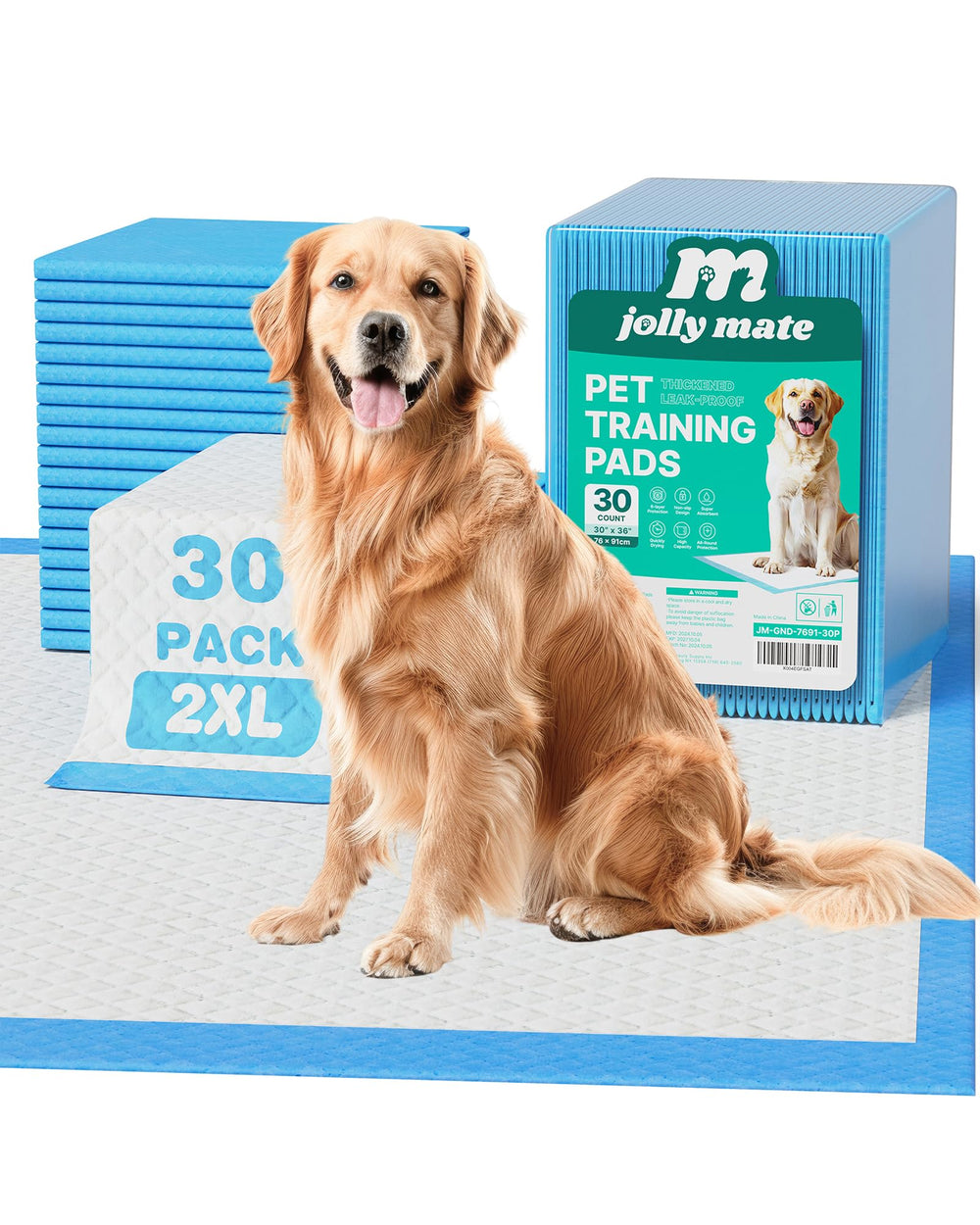 JollyMate XXL 30x36 pad pack shot showing size for large dogs