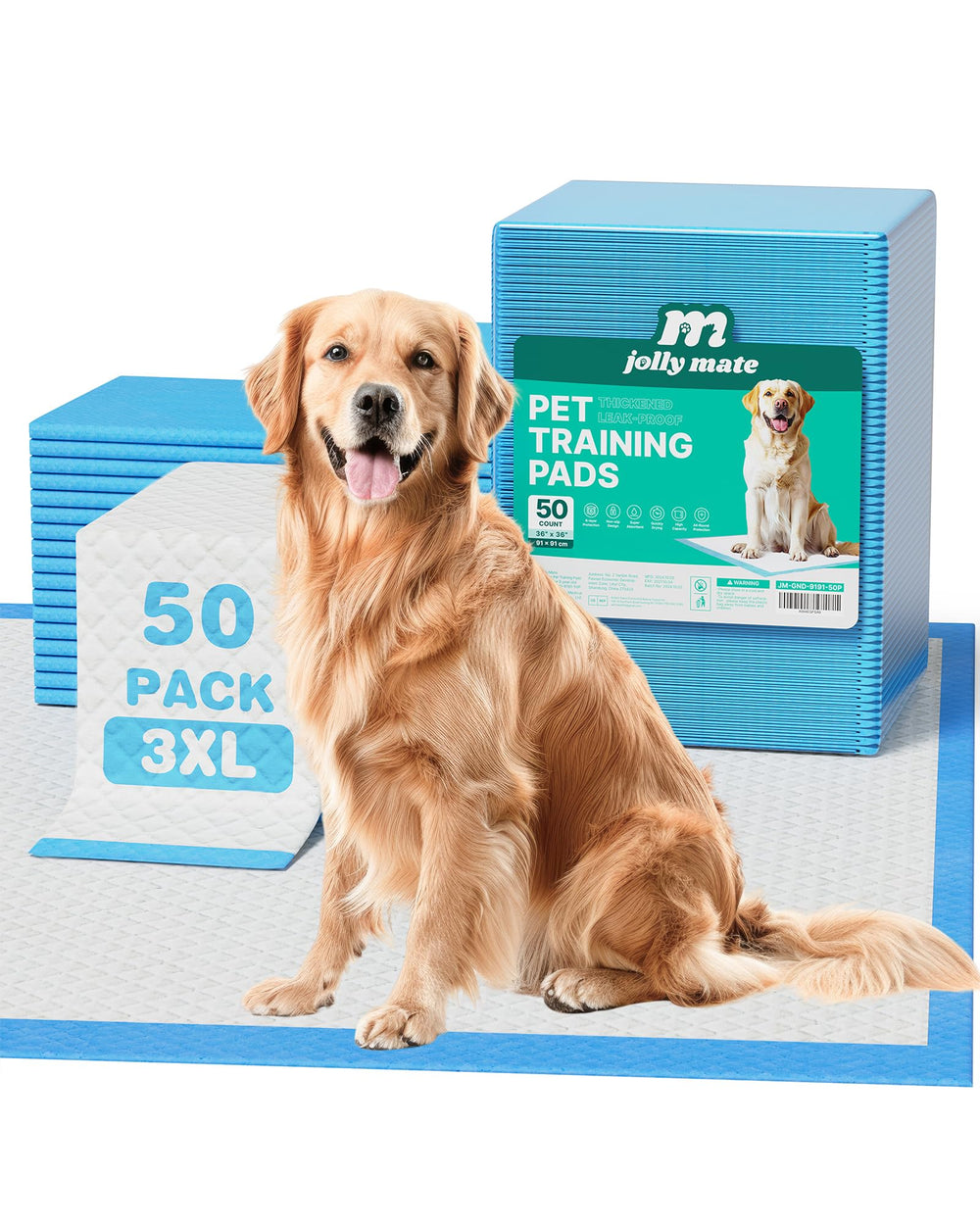 JollyMate dog pee pad with 6-layer protection for clean floors during potty training.