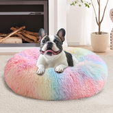 JOLLYVOGUE calming donut bed round 23in design offers cozy containment for small dogs and kittens.