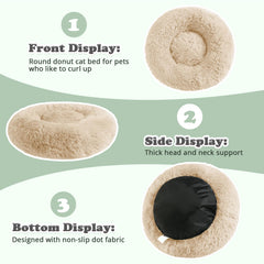 Machine washable cover on JOLLYVOGUE donut bed for easy cleaning