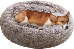 JOLLYVOGUE dog bed with soft plush fur delivers cozy comfort for naps.