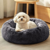 JOLLYVOGUE donut bed in fluffy plush fabric for cozy naps