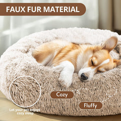 JOLLYVOGUE donut bed front view highlights supportive rim for head and neck.