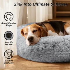 JOLLYVOGUE round pet bed anti-anxiety design supports head and neck