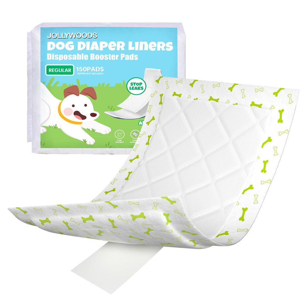 Jollywoods dog diaper liners with absorbent core for reliable overnight protection.