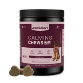 Jomielerr Calming Chews bottle highlights a dog-friendly daily calm.