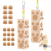 JONS NTY wooden chew toy, 7.9-inch hanging design for safe bird chewing.