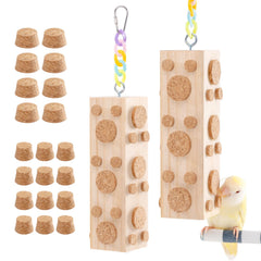 JONS NTY wooden chew toy, 7.9-inch hanging design for safe bird chewing.
