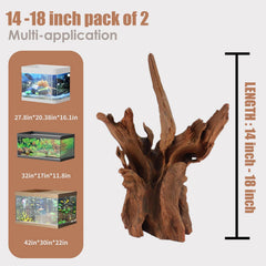 Jorewood driftwood twisted-branch 14-18 inch provides climbing structure for aquatic life.