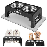 Jovrun elevated dog bowl stand assembly improves ergonomic feeding for small pets.