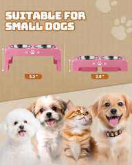 Jovrun elevated dog bowls at two heights for versatile feeding options