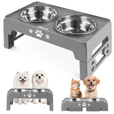 Jovrun elevated two-height bowls for easy feeding comfort.