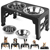 Jovrun elevated dog bowls front view with a stable stand for comfortable dining