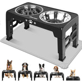 Jovrun elevated dog bowls with stand and mat for a comfortable medium-dog dining setup