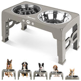Jovrun elevated stand with adjustable height for comfortable dog dining.
