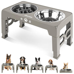 Jovrun elevated stand with adjustable height for comfortable dog dining.
