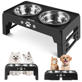 Jovrun elevated stand with two bowls for comfortable small-pet dining.