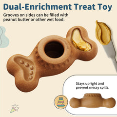 JoyBruko durable nylon and natural coffee wood toy withstands aggressive chewers while promoting teeth cleaning.