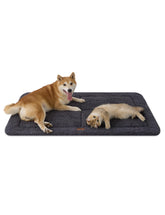 Joydeco low-profile crate mat top view offers plush fleece for cozy rest.