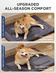 Joydeco low-profile crate mat ultra-soft fleece provides soothing lounging.