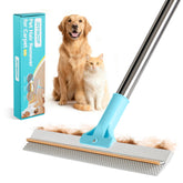 JOYMOOP pet hair removal tool with 63-inch extendable handle for easy reach.