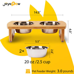 JOYOPAW bamboo raised feeder showcases a sturdy, stylish design for easy access to meals.