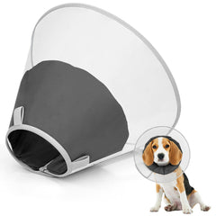 Joypig dog cone collar with soft Elizabethan design offers extended wound protection and clear visibility.