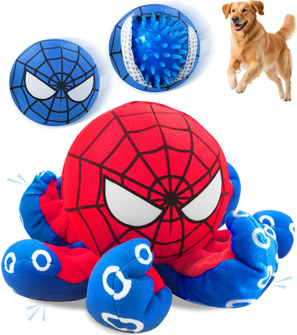 JoySolar 3 in 1 tear-apart spider dog toy with plush exterior for interactive play