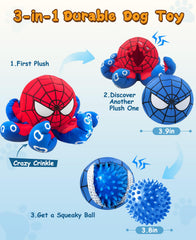 JoySolar tear-apart reveal showing inner squeaky spikey ball for dogs
