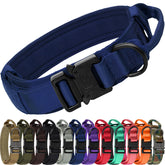 Joytale tactical collar with handle in navy blue offers secure control during tense walks.