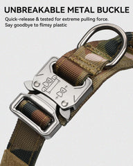 Joytale tactical dog collar metal buckle for secure heavy-pull sessions