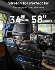 Close-up of the 29-inch tall metal frame for durable back-seat protection