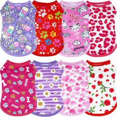 JpGdn 8-piece pink sleeveless dog shirts for daily wear and photos