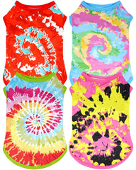 JpGdn tie-dye dog shirt pink close-up shows soft, breathable fabric for daily wear.