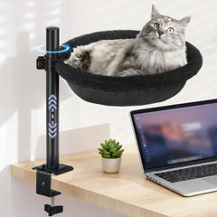 JSLIN Cat Desk Bed clamp attachment demonstrates secure, wobble-free mounting for desks